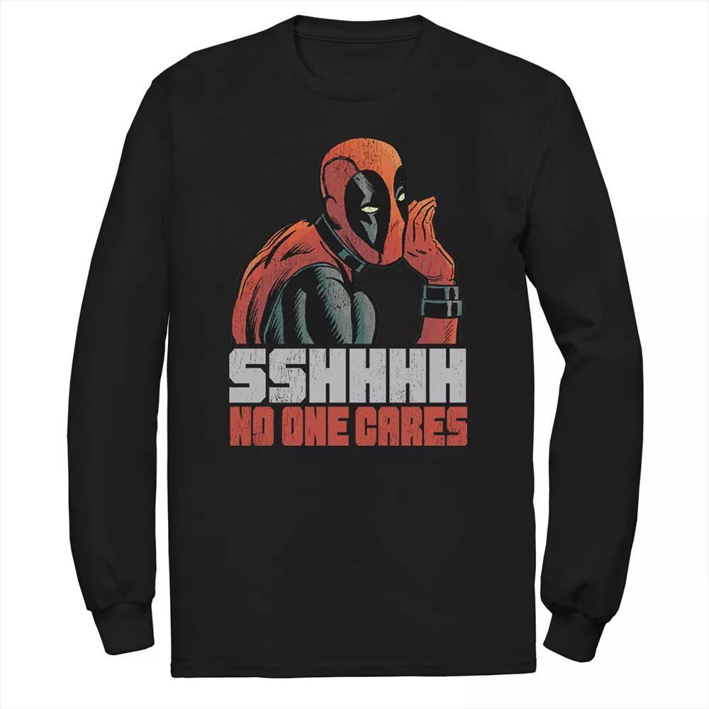 Big & Tall Deadpool Shhh, No One Cares Poster Long Sleeve Graphic Tee, Men's, Size: 5XL, Black Product Image