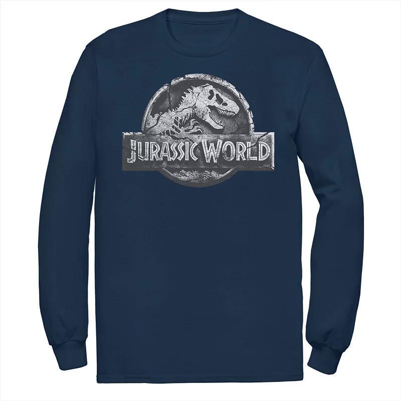 Men's Jurassic Park Beige Flat Movie Logo Tee, Size: Small, Blue Product Image