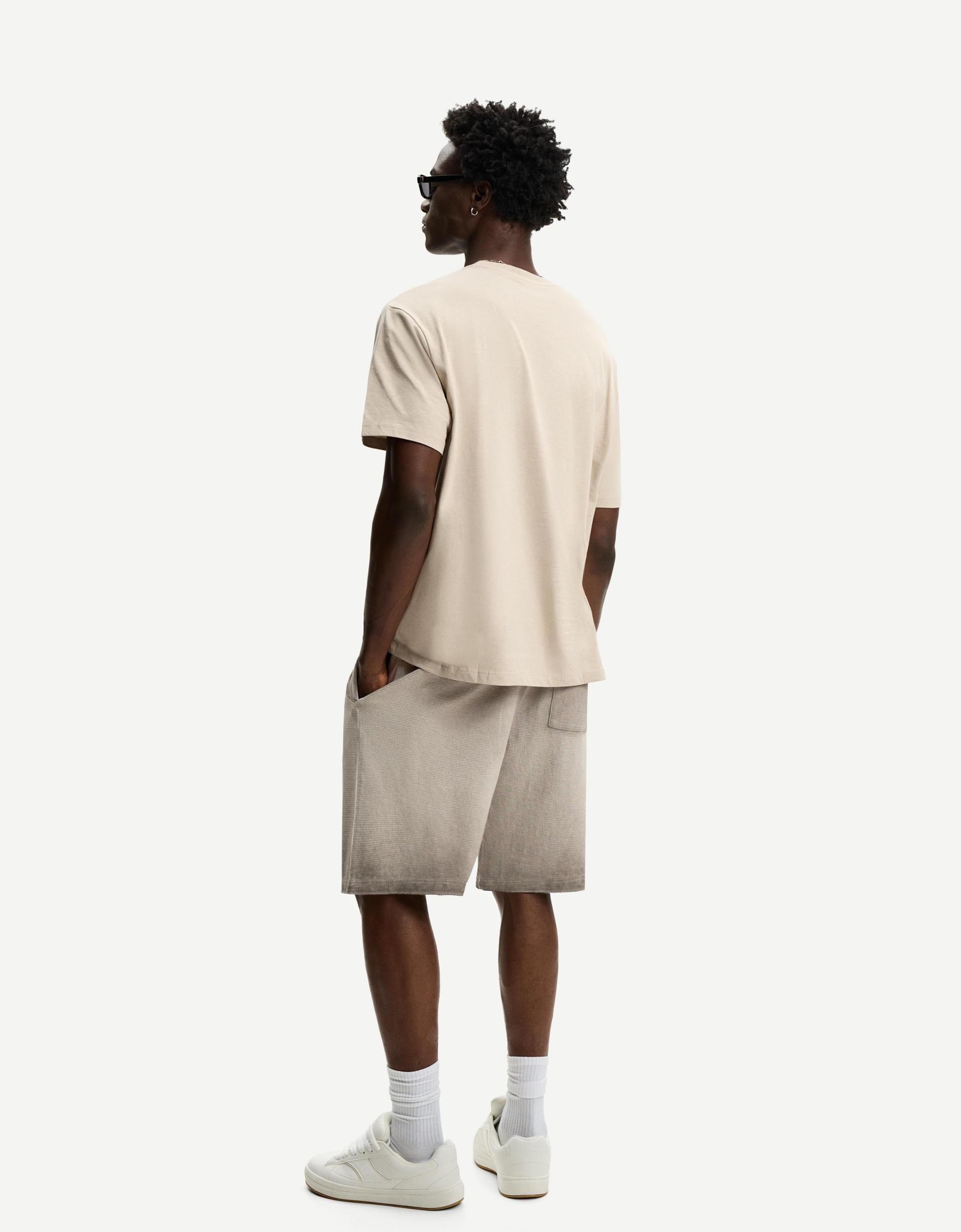 Faded waffle-knit Bermuda shorts Product Image