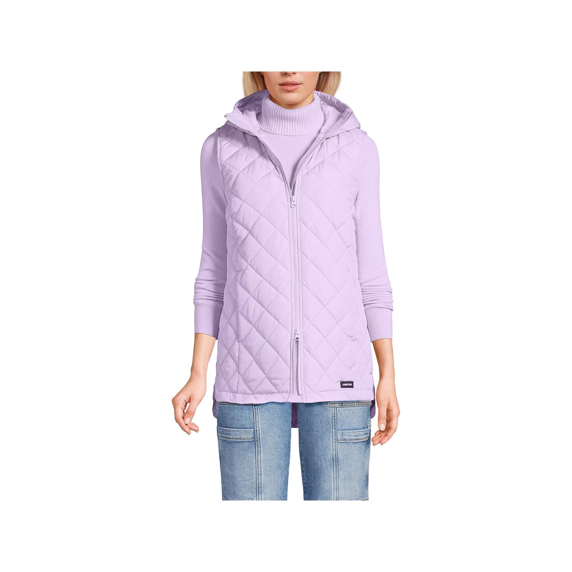 Petite Lands' End Hooded Quilted Vest, Women's, Size: Medium Petite, Blushed Purple Product Image