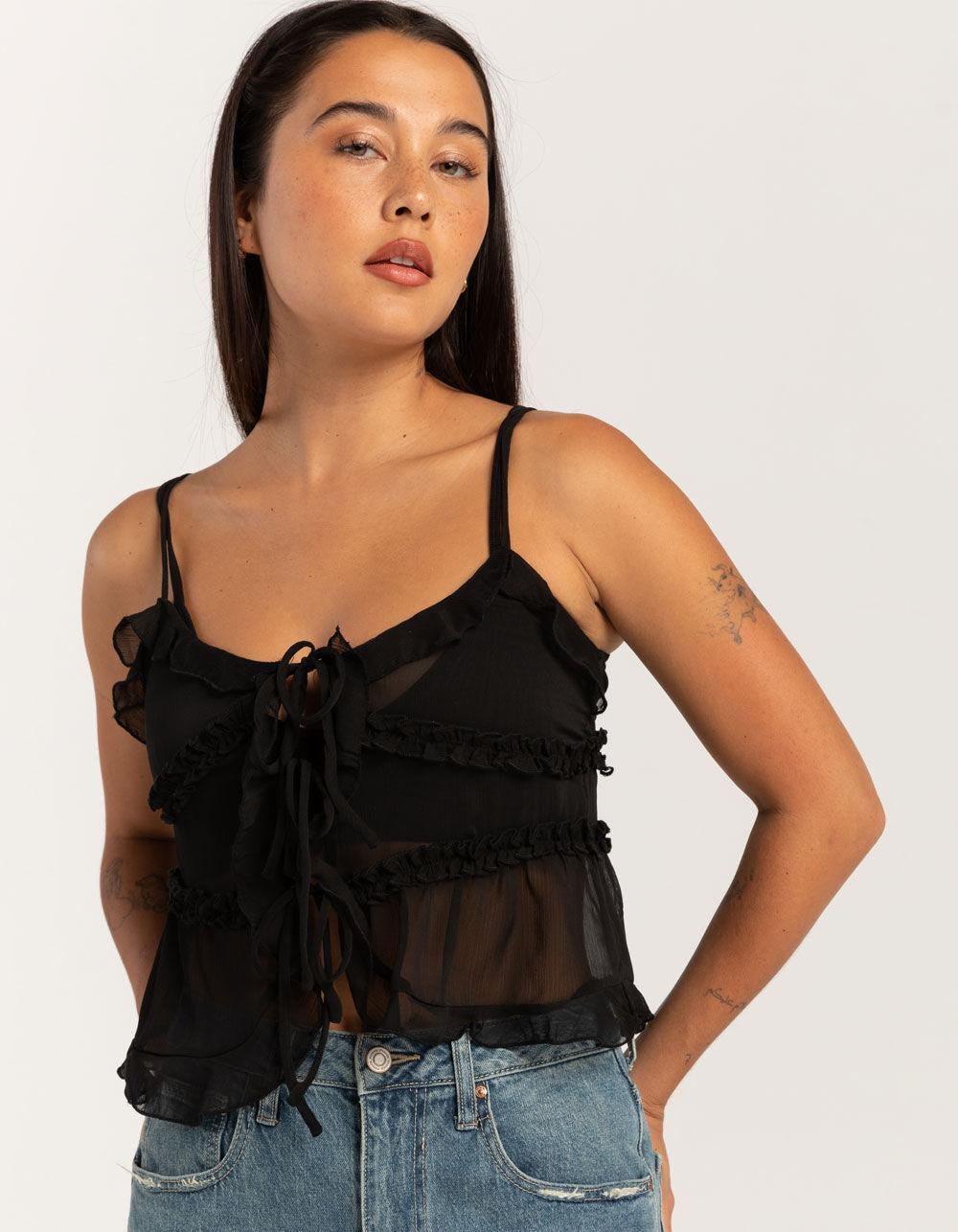 RSQ Womens Ruffle Tier Flyaway Top - BLACK Product Image