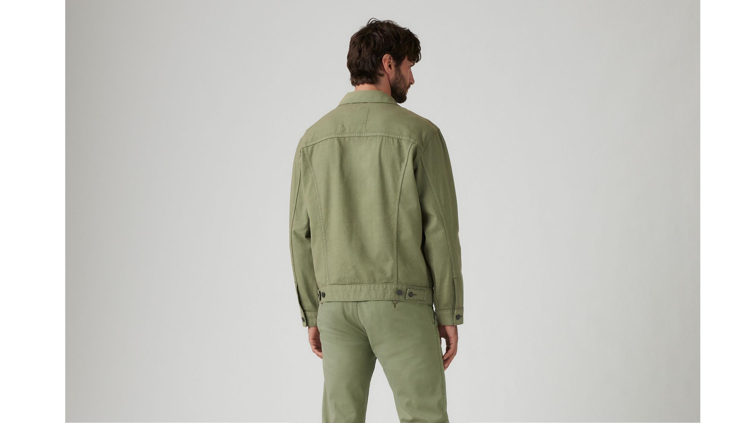 Relaxed Fit Linen+ Denim Trucker Jacket Product Image