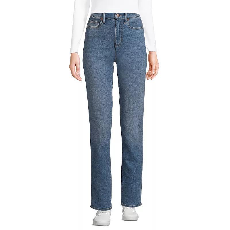 Petite Lands' End Recover High-Rise Straight-Leg Jeans, Women's, Size: 14P 28, Hutton Blue Wash Product Image