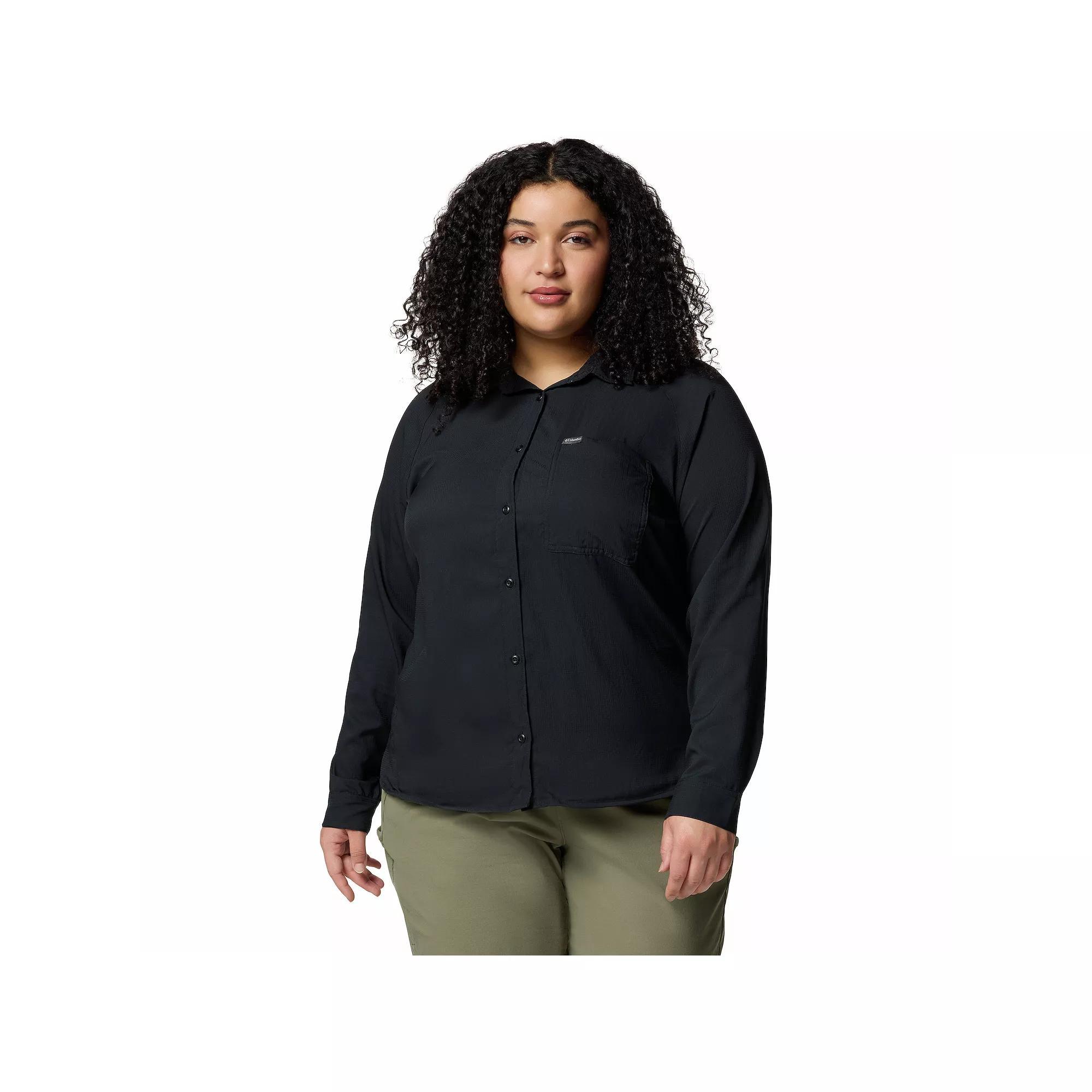 Plus Size Columbia Anytime Lite Button-Front Shirt, Women's, Size: 1XL, Alpenglow Product Image