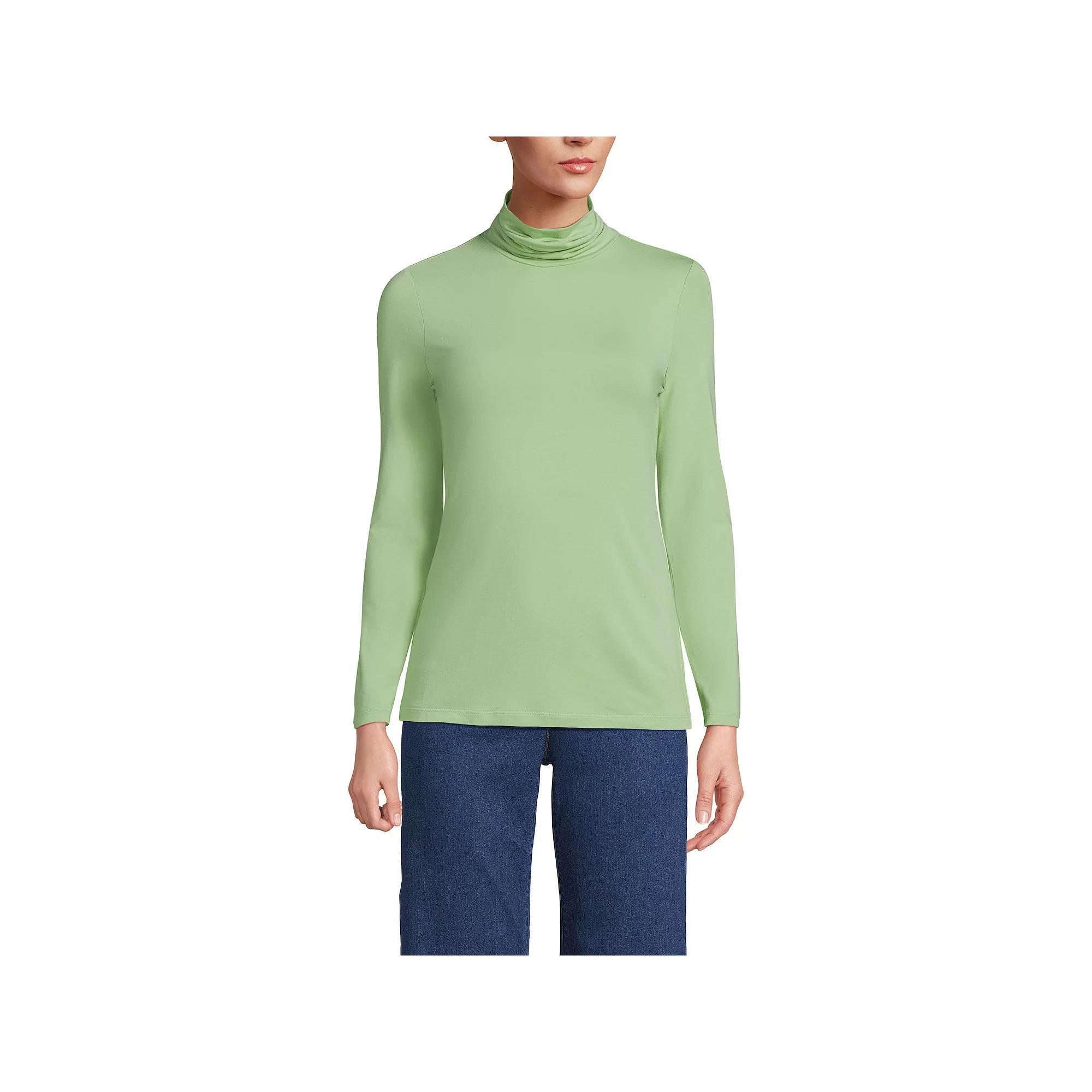 Petite Lands' End Lightweight Fitted Long Sleeve Turtleneck, Women's, Size: XS Petite, Soft Green Product Image