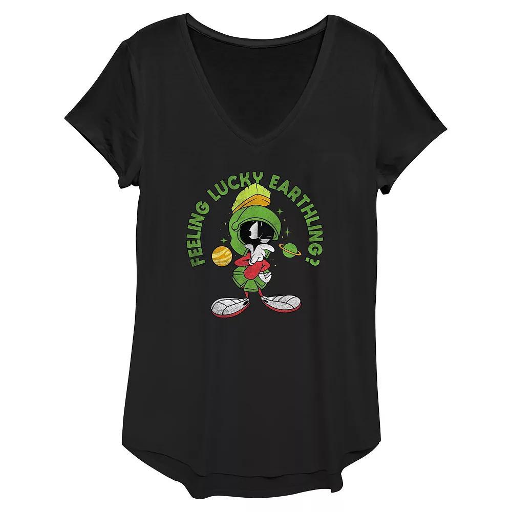 Women's Looney Tunes Marvin The Martian Feeling Lucky Earthlings Graphic Tee, Size: XS, Black Product Image
