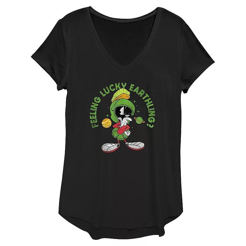 Women's Looney Tunes Marvin The Martian Feeling Lucky Earthlings Graphic Tee, Size: XS, Black Product Image