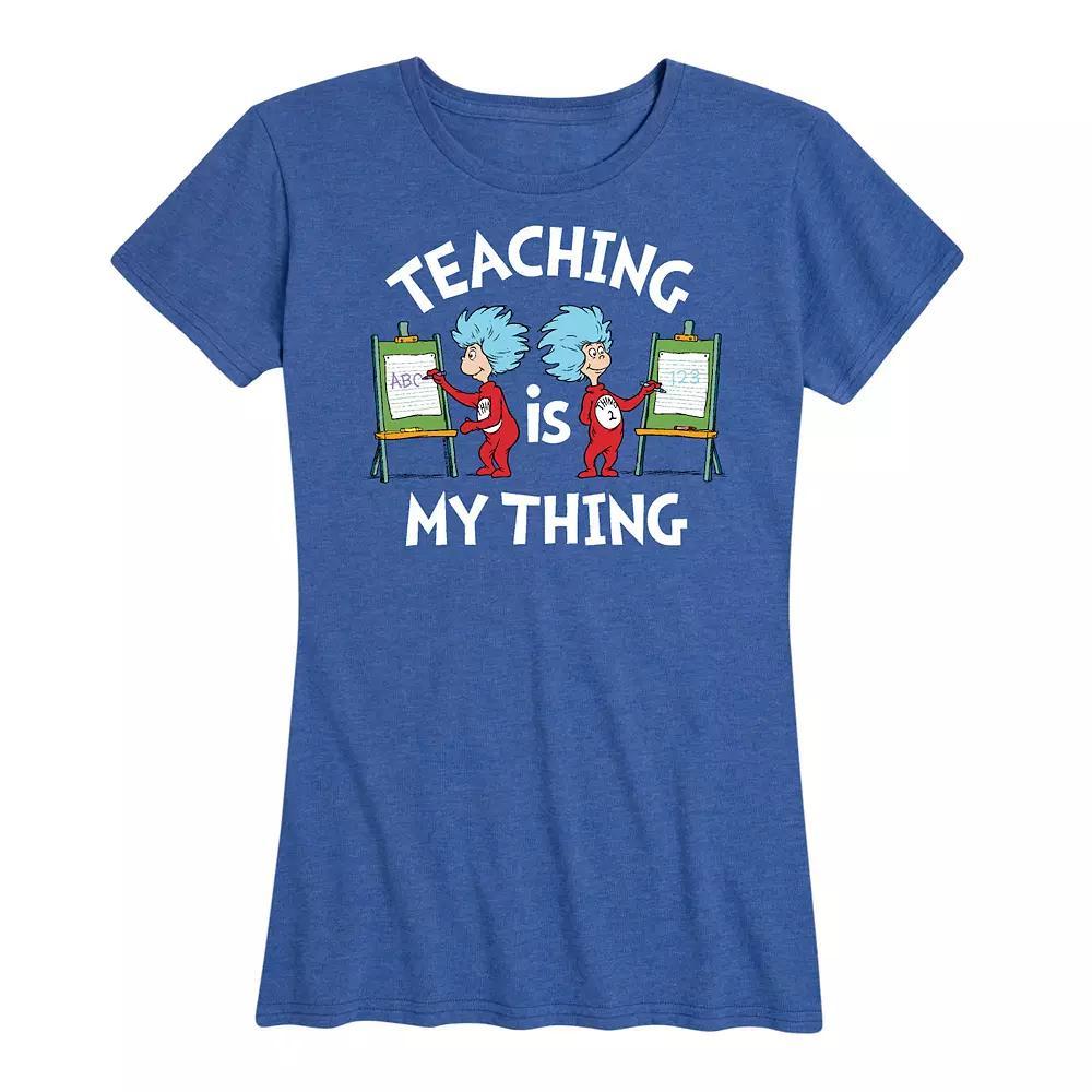 Women's Dr. Seuss Teaching Is My Thing Graphic Tee, Girl's, Size: XL, Grey Gray Product Image