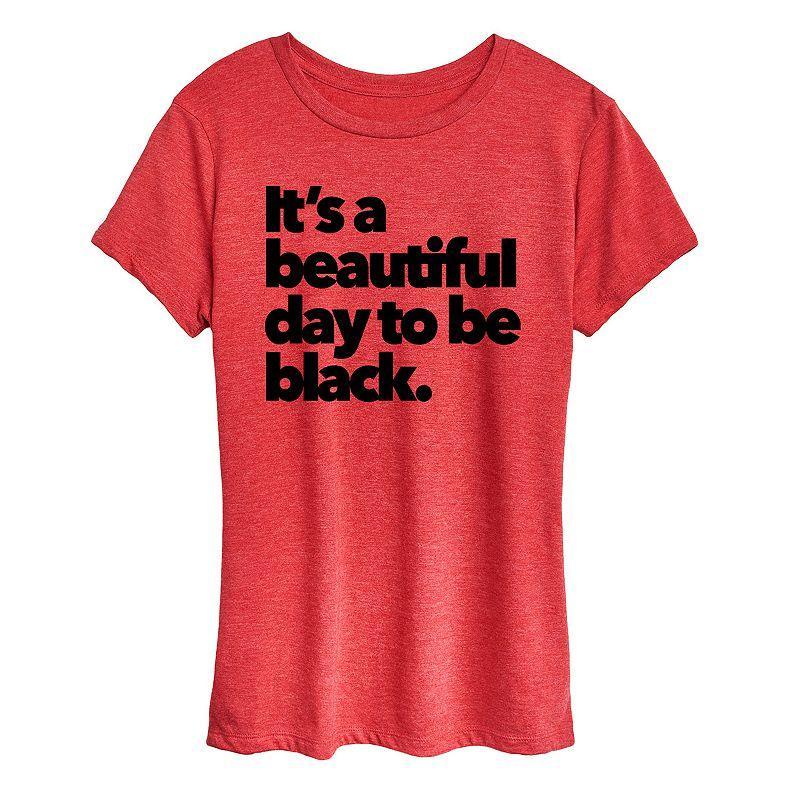 Womens Beautiful Day To Be Black Graphic Tee Grey Red Product Image