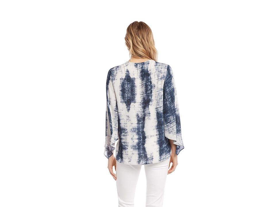 Karen Kane Angle Sleeve Crossover Top (Print) Women's Clothing Product Image