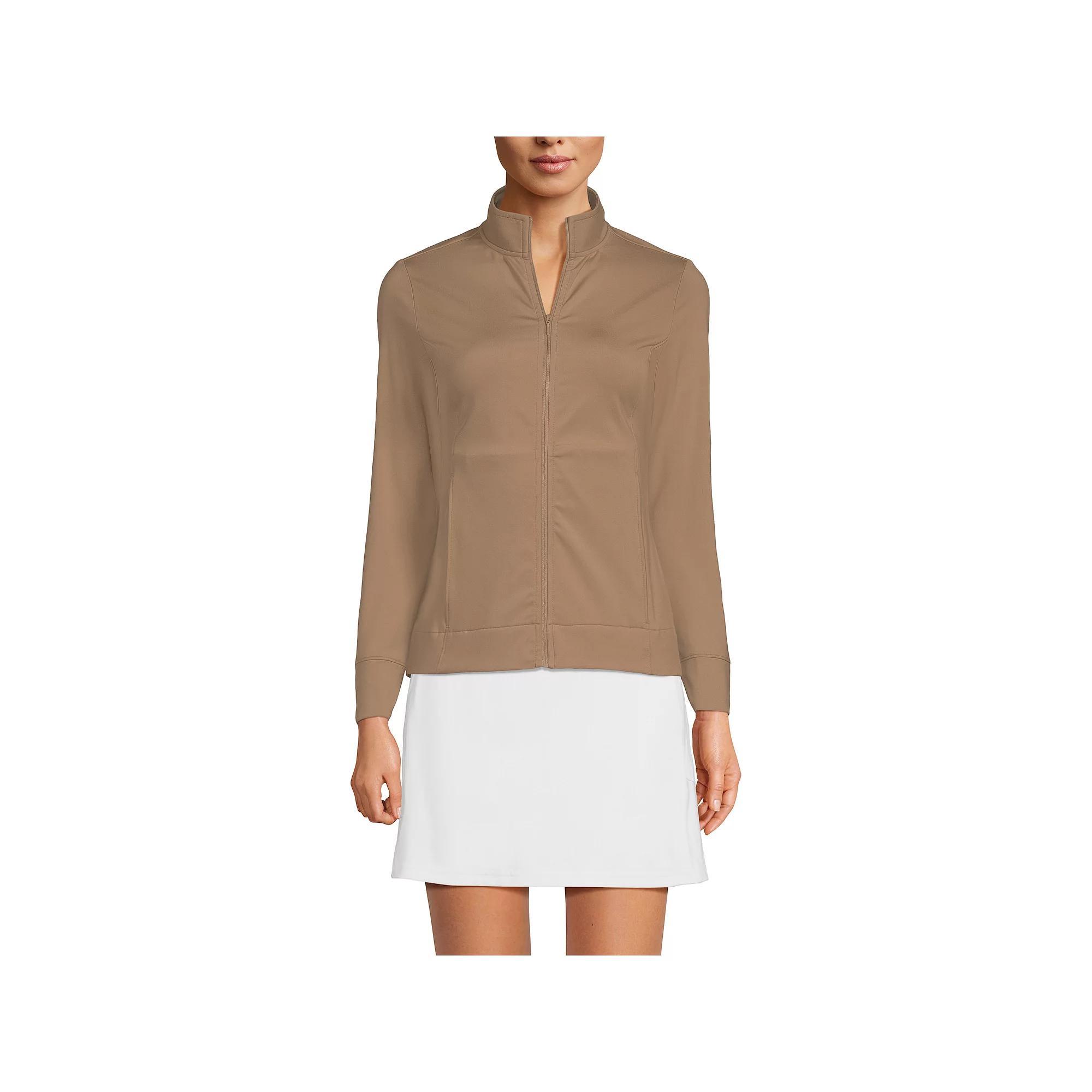 Women's Lands' End Long Sleeve High Impact Front Zip Jacket, Size: Large, Washed Green Product Image