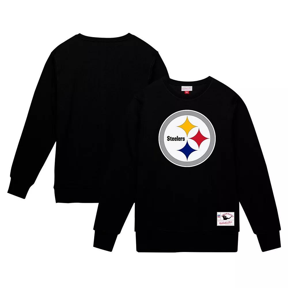Men's Mitchell & Ness Black Pittsburgh Steelers Basic Fleece Pullover Sweatshirt, Size: Large Product Image