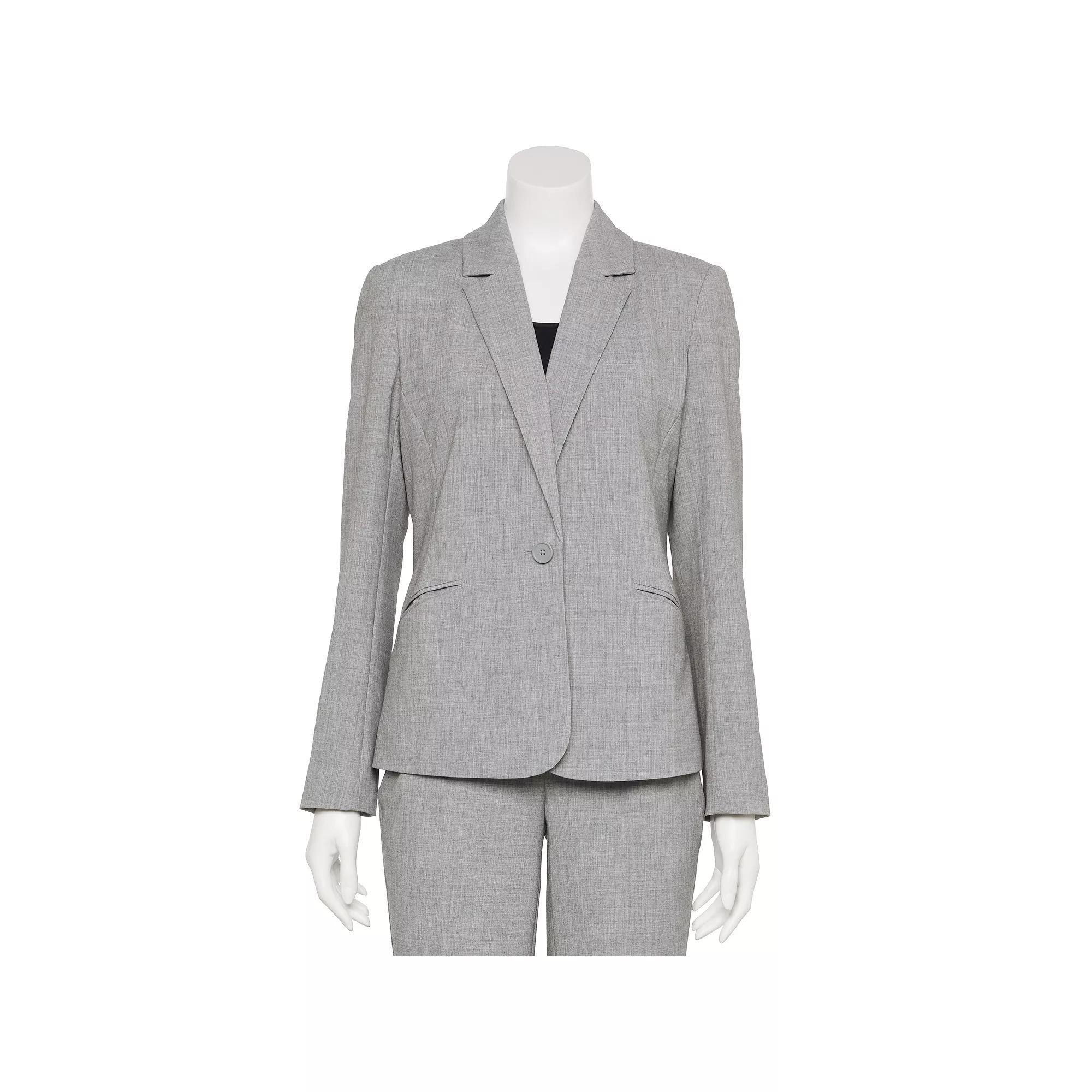 Womens Nine West Adaptive Classic Single Button Blazer Grey Gray Product Image