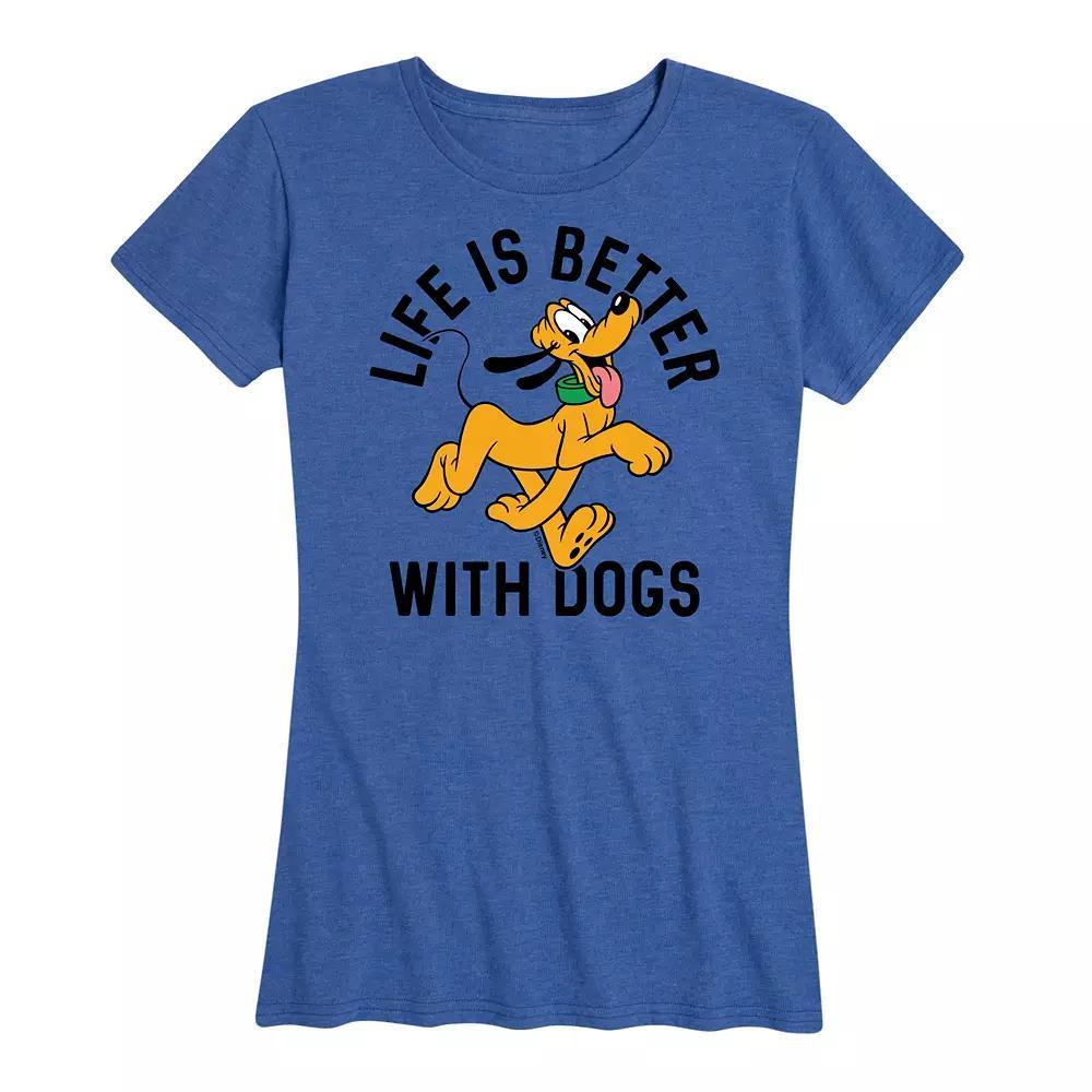 Disneys Pluto Womens Life Is Better With Dogs Graphic Tee Grey Green Product Image