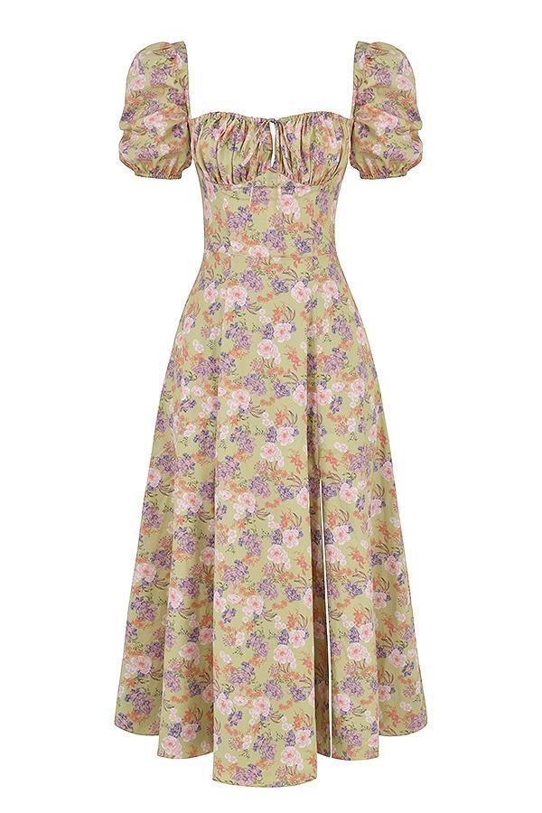 Tallulah Peony Print Puff Sleeve Midi Sundress Product Image