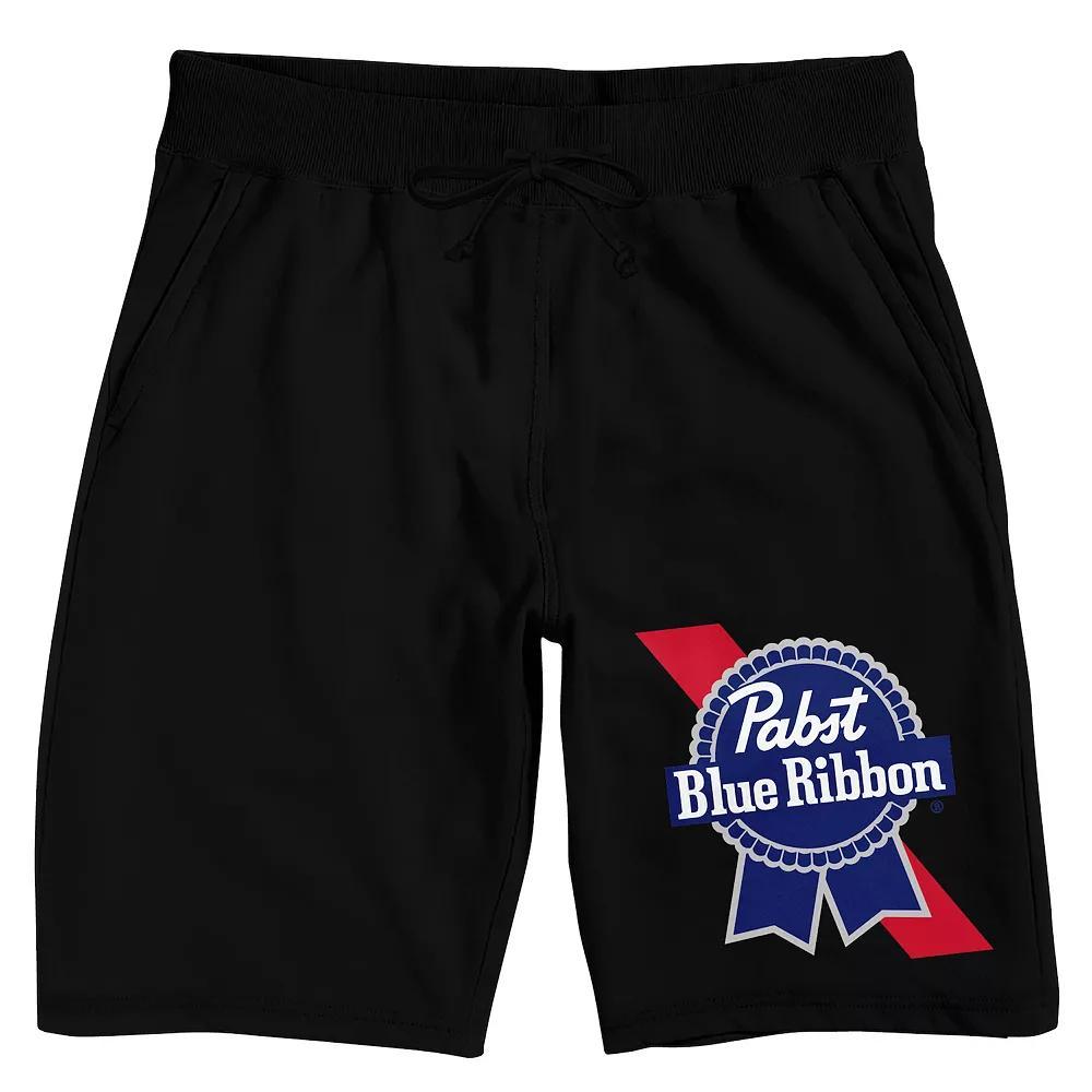 Men's Pabst Blue Ribbon Logo Pajama Shorts, Size: Small, Black Product Image