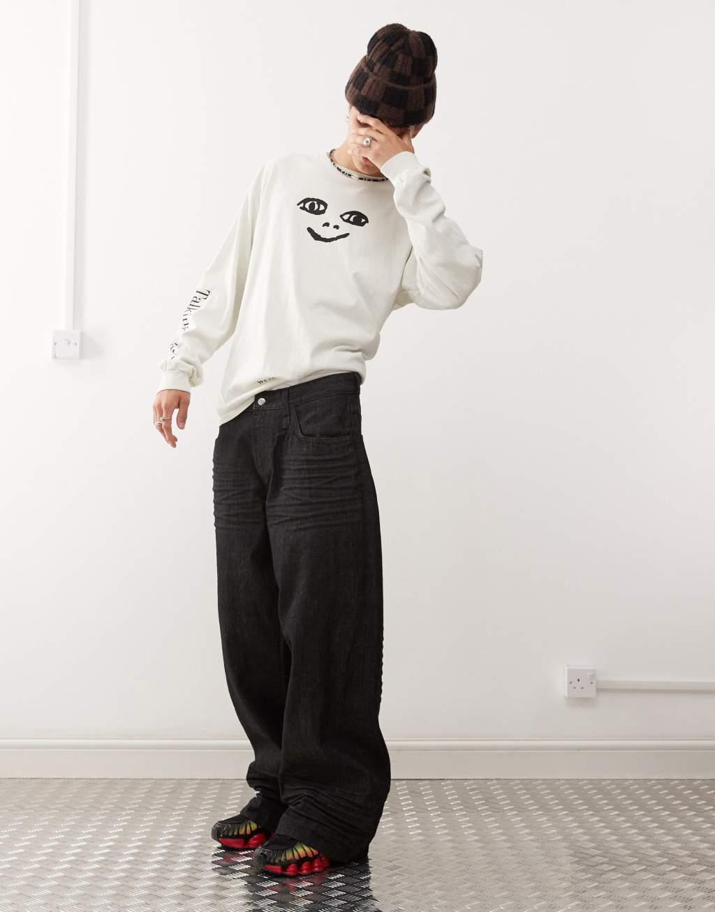 Cheap Monday Looser baggy jeans in black rinse wash Product Image