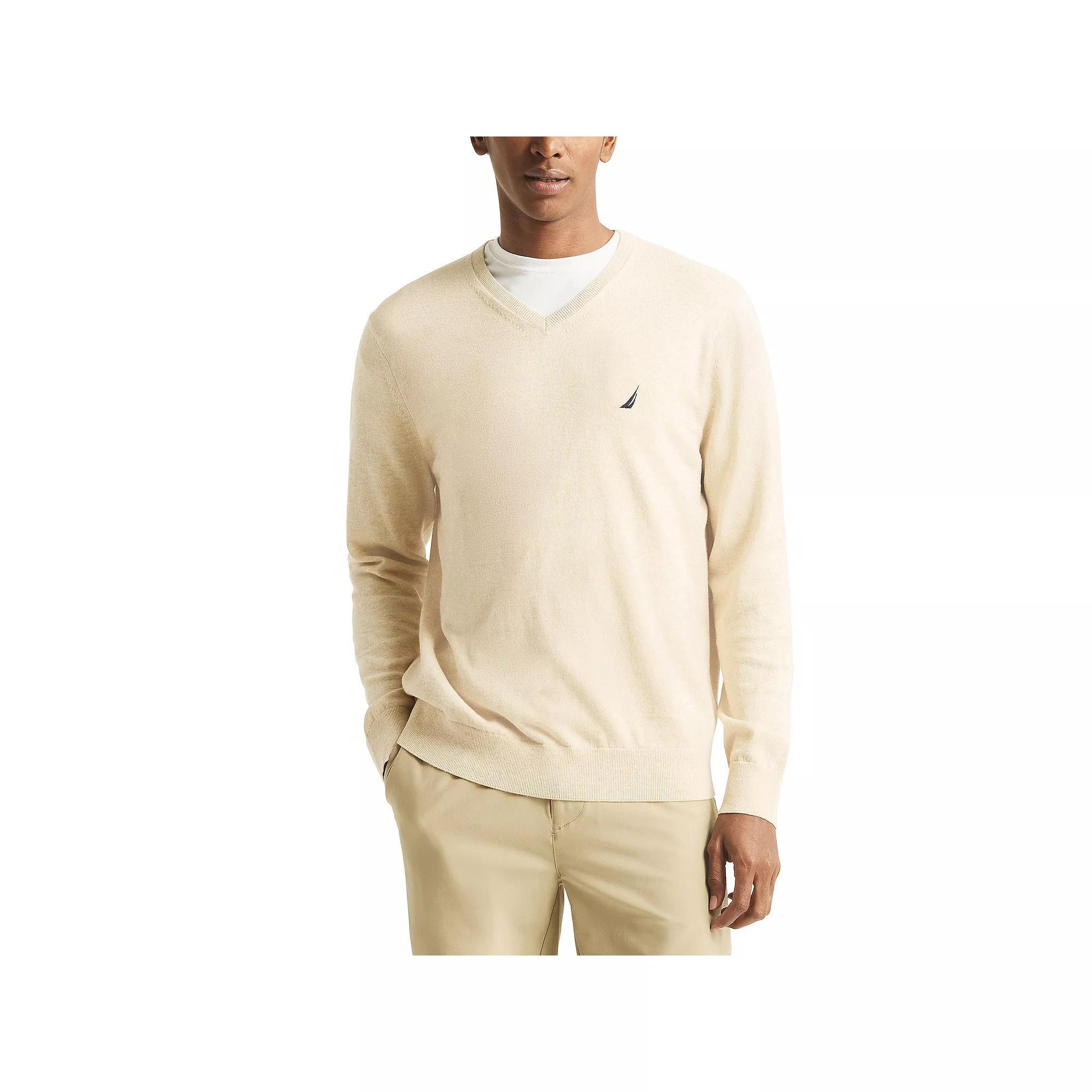 Men's Nautica Navtech V-Neck Sweater, Size: Large, Beige Grey Product Image
