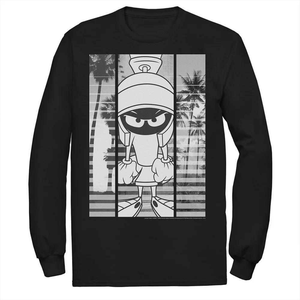 Men's Looney Tunes Marvin The Martian Grey Scale Panels Tee, Size: 3XL, Black Product Image