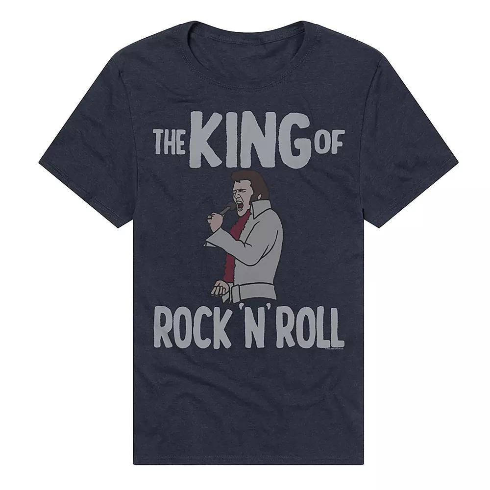 Men's Elvis King of Rock 'n' Roll Graphic Tee, Size: Medium, Blue Product Image