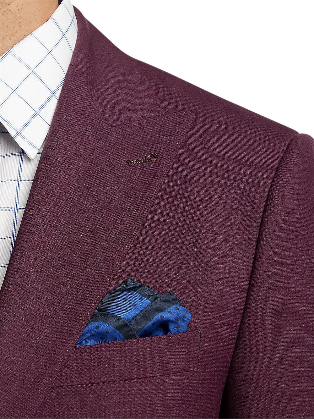Wool Stretch Bengaline Peak Lapel Suit Jacket - Plum Product Image