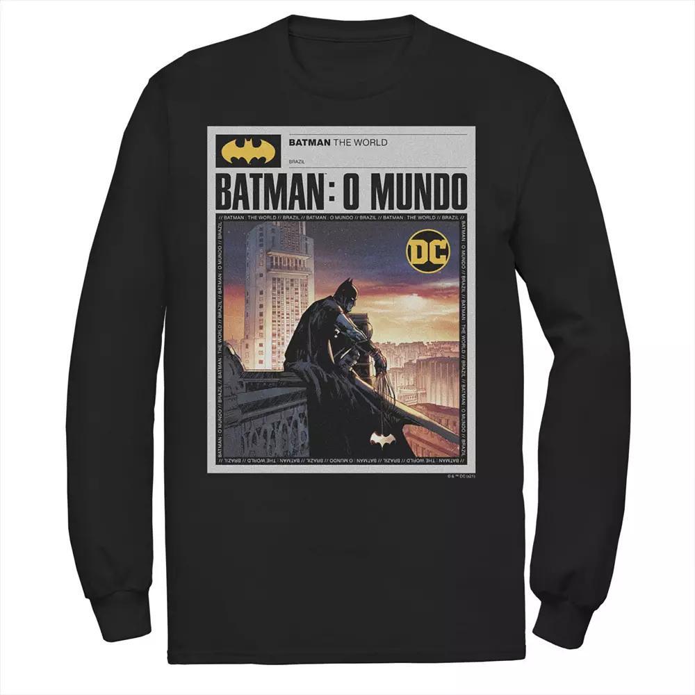 Men's Batman: The World Mexico News Poster Tee, Boy's, Size: Medium, Black Product Image