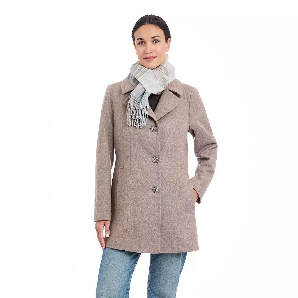 Women's London Fog Single Breasted Coat & Scarf, Size: Medium, Black Product Image