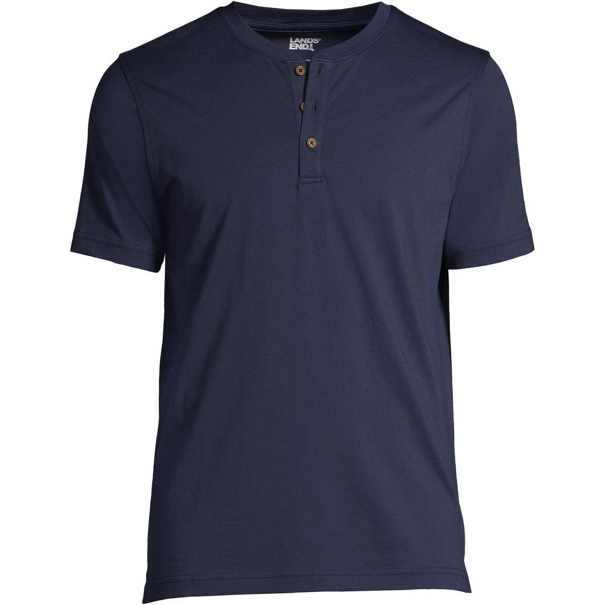 Men's Lands' End Short Sleeve Supima Jersey Henley Top, Size: XXL, Black Product Image