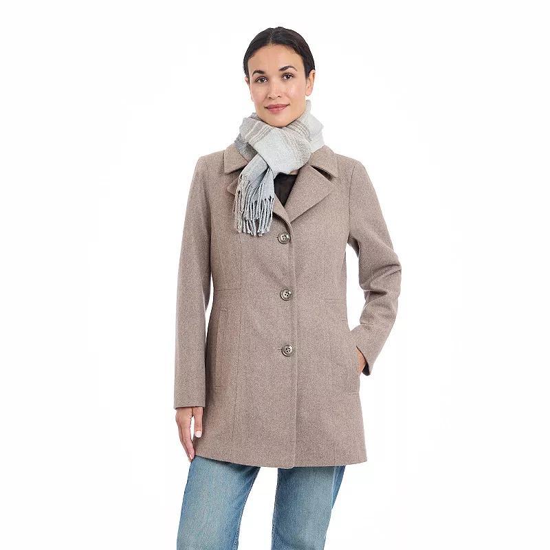 Women's London Fog Single Breasted Coat & Scarf, Size: Medium, Black Product Image