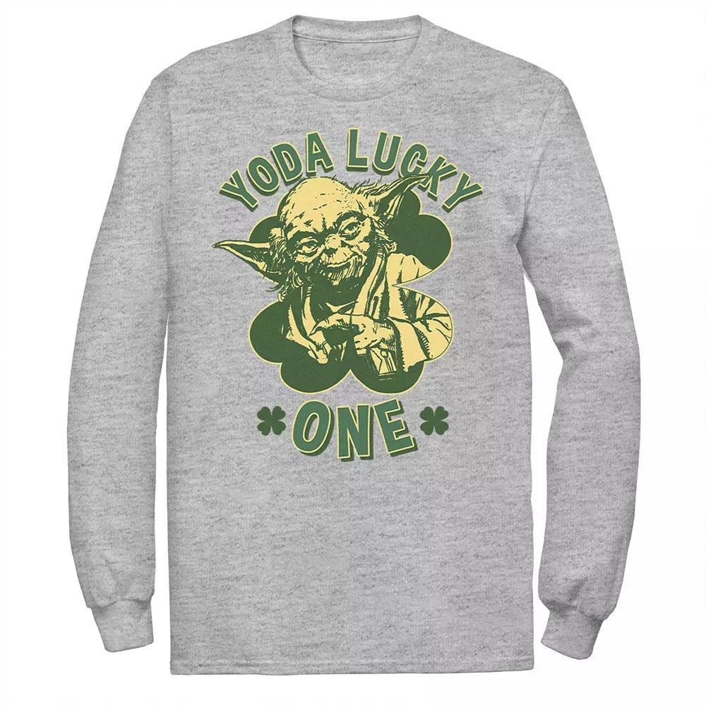 Men's Star Wars Yoda Lucky One Retro St Patrick's Day Tee, Size: Large, Athletic Grey Product Image