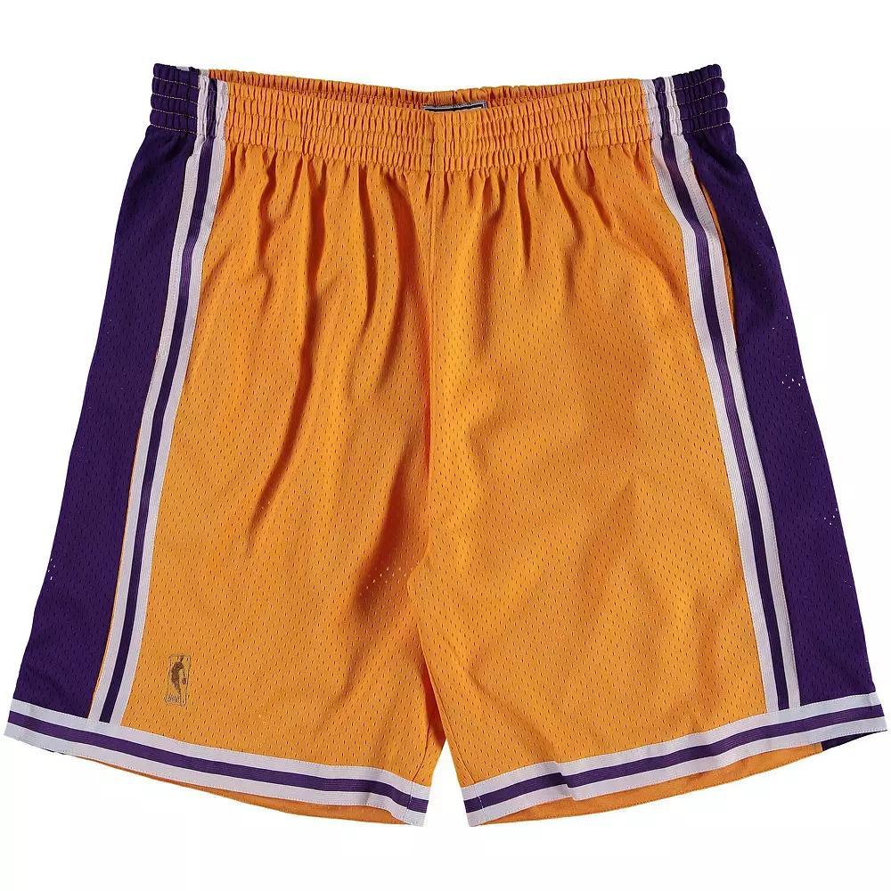 Men's Mitchell & Ness Gold Los Angeles Lakers Big & Tall Hardwood Classics Swingman Shorts, Size: 5XB Product Image