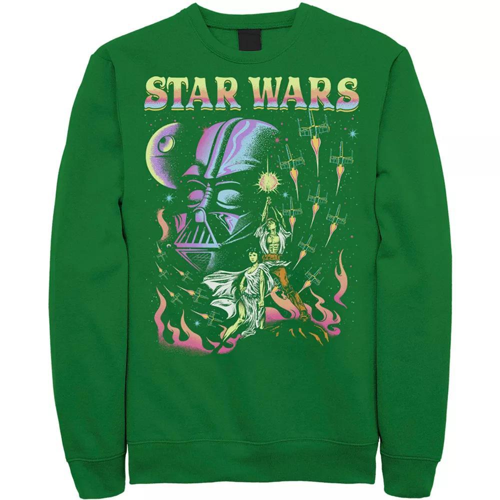 Men's Star Wars Retro Blacklight Colors Poster Sweatshirt, Size: 3XL, Kelly Product Image