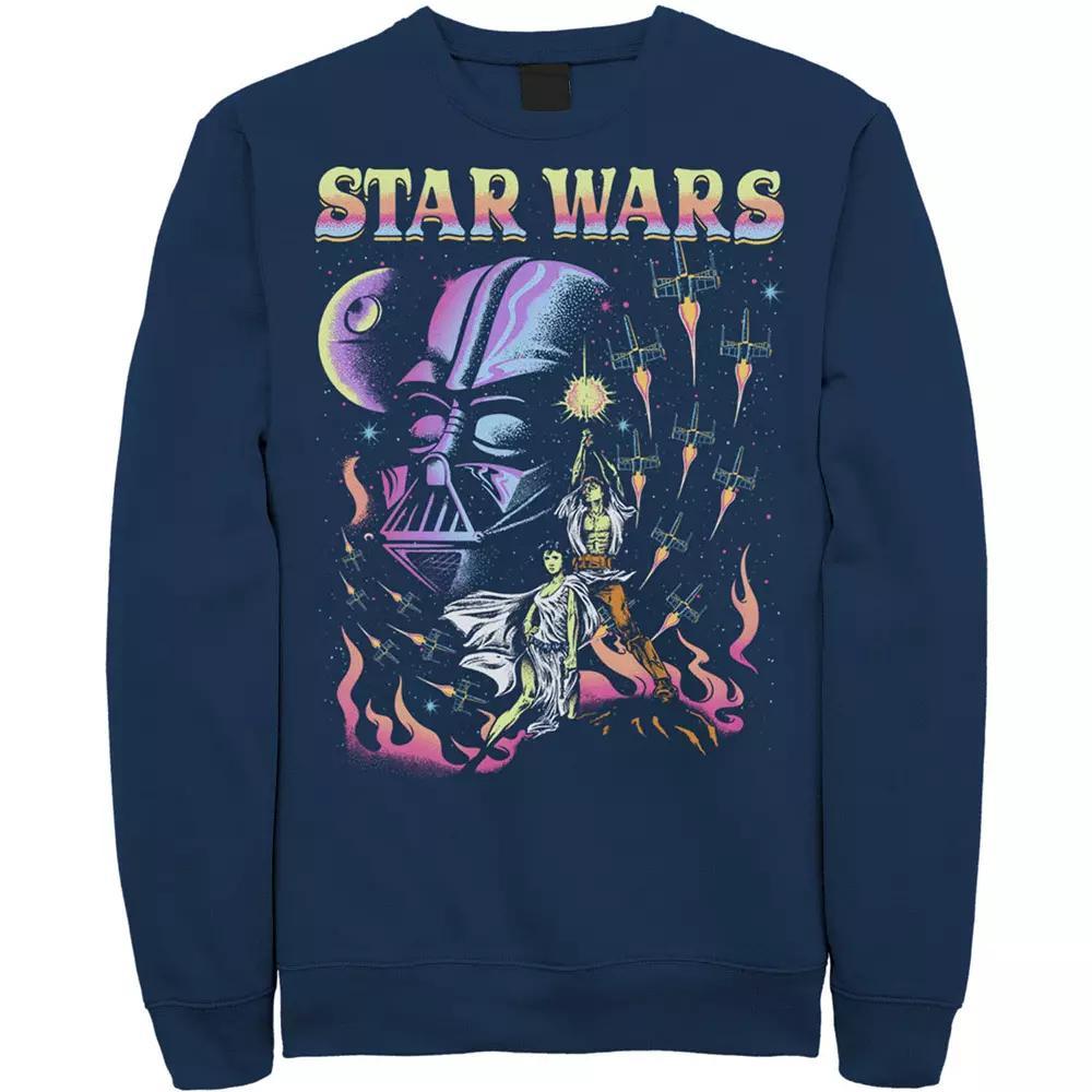 Men's Star Wars Retro Blacklight Colors Poster Sweatshirt, Size: 3XL, Kelly Product Image