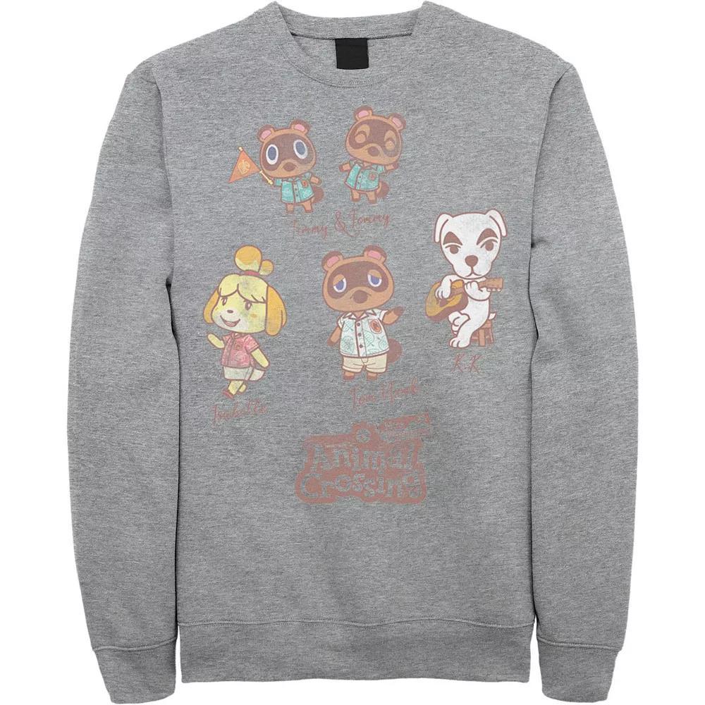 Men's Nintendo Character Textbook Group Shot Text Sweatshirt, Size: Large, Athletic Grey Product Image