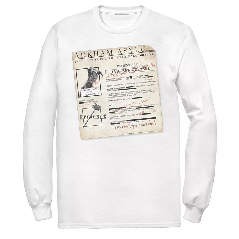Men's Batman Harley Quinn Akham Asylum Records Tee, Size: Small, White Product Image