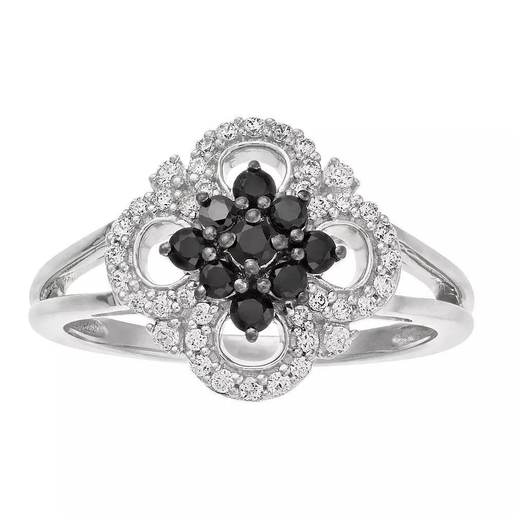 Sterling Silver Clover 1/2 Carat T.W. Diamond Ring, Women's, Size: 9 Product Image