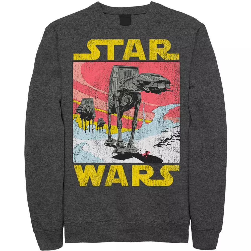 Men's Star Wars At-AT Retro Poster Sweatshirt, Size: Large, Grey Heather Product Image