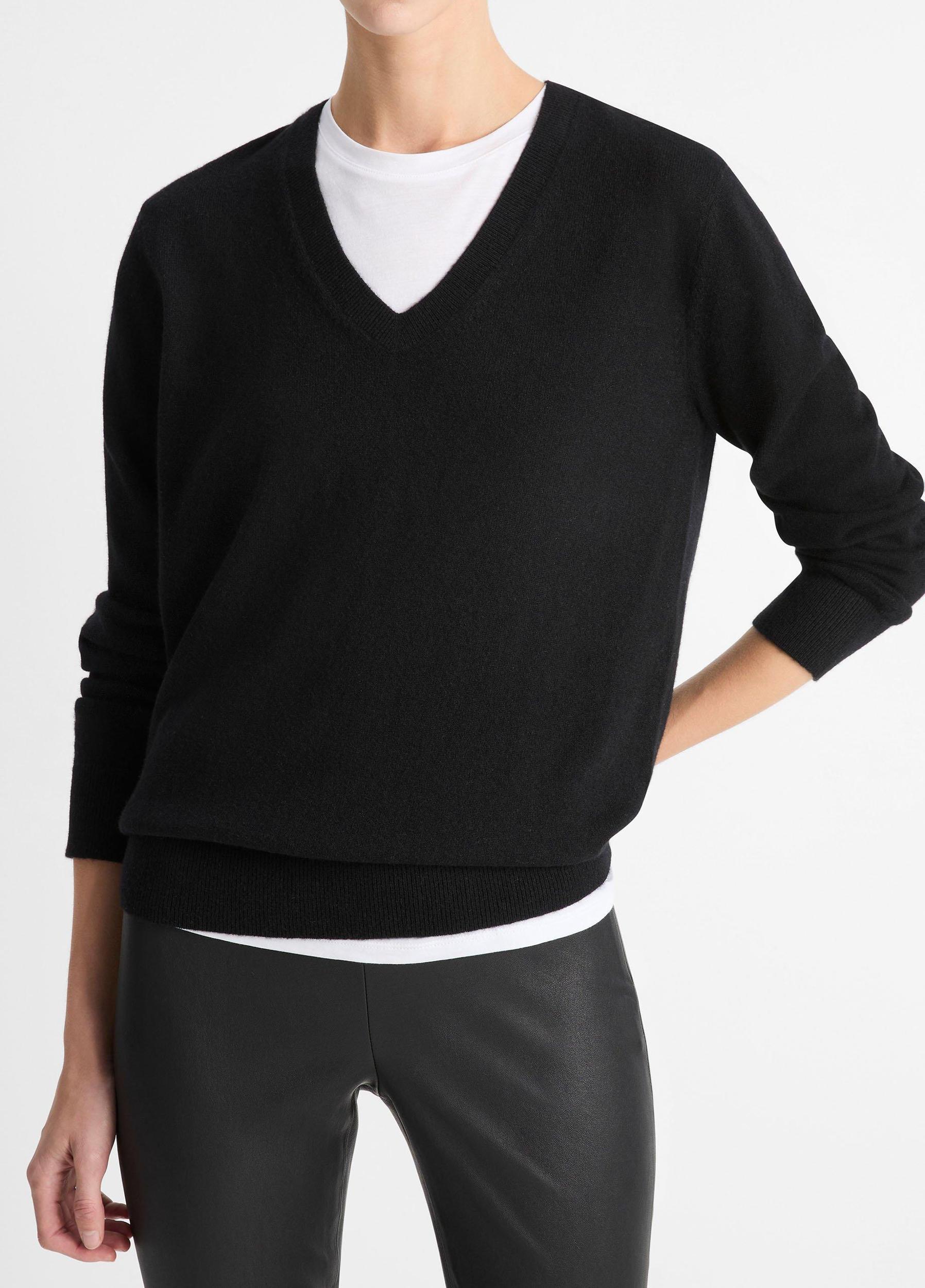 Womens Cashmere Weekend V-Neck Sweater, Camel, Size M Vince Product Image