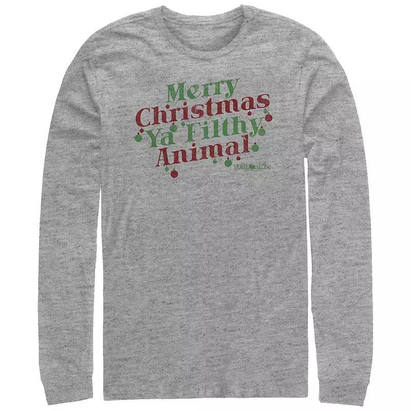 Big & Tall Home Alone Merry Christmas Ya Filthy Animal Long Sleeve Graphic Tee, Men's, Size: XXL Tall, Athletic Grey Product Image