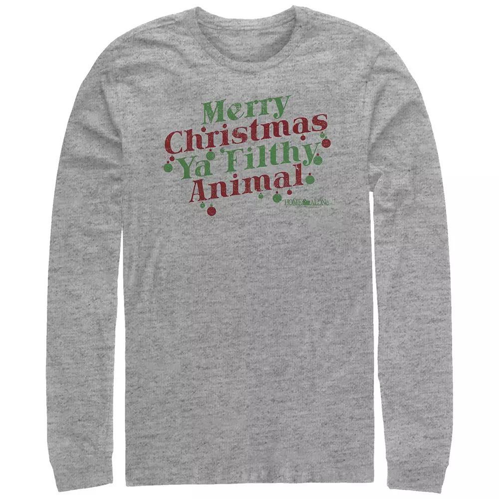 Big & Tall Home Alone Merry Christmas Ya Filthy Animal Long Sleeve Graphic Tee, Men's, Size: XXL Tall, Athletic Grey Product Image