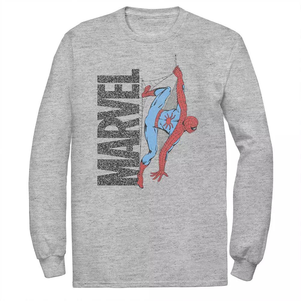 Big & Tall Marvel Spider-Man Distressed Web Logo Tee, Men's, Size: XL Tall, Athletic Grey Product Image