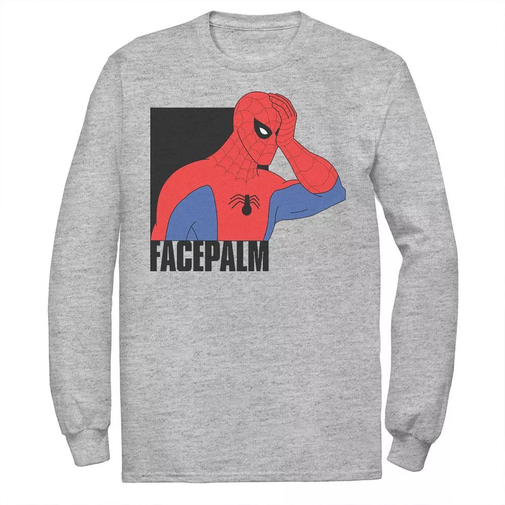 Men's Marvel Spider-Man Facepalm Vintage Portrait Tee, Size: Large, Athletic Grey Product Image