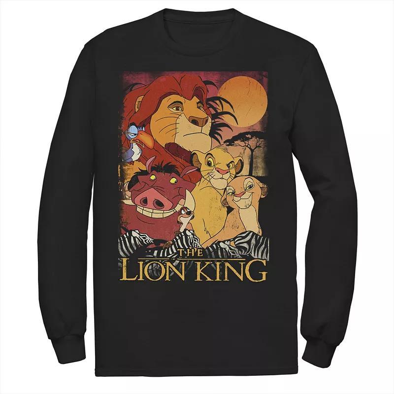Disney's The Lion King Men's Happy Group Shot Sunset Vintage Poster Tee, Size: Medium, Black Product Image