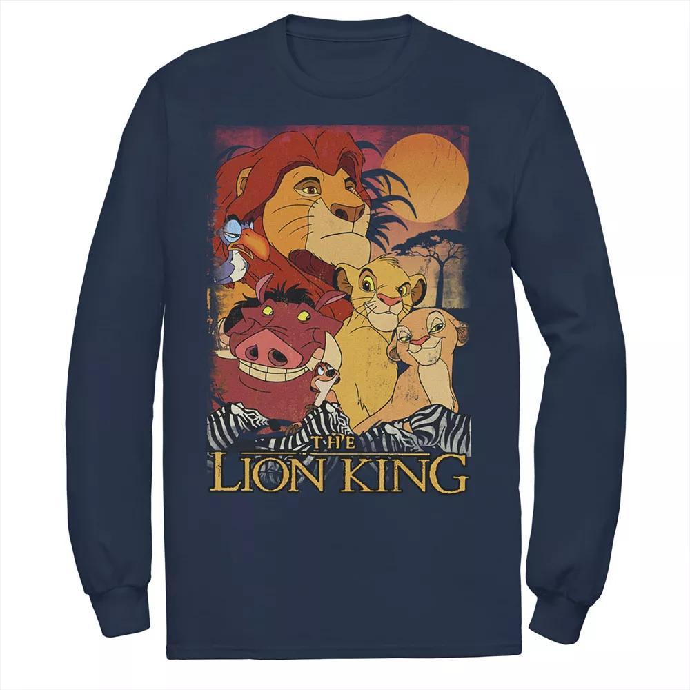 Disney's The Lion King Men's Happy Group Shot Sunset Vintage Poster Tee, Size: Medium, Black Product Image