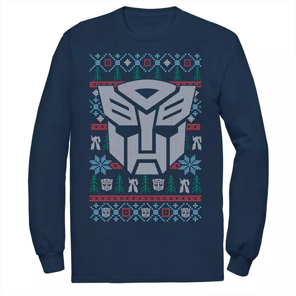 Men's Transformers Christmas Autobots Ugly Sweater Style Tee, Size: XXL, Blue Product Image