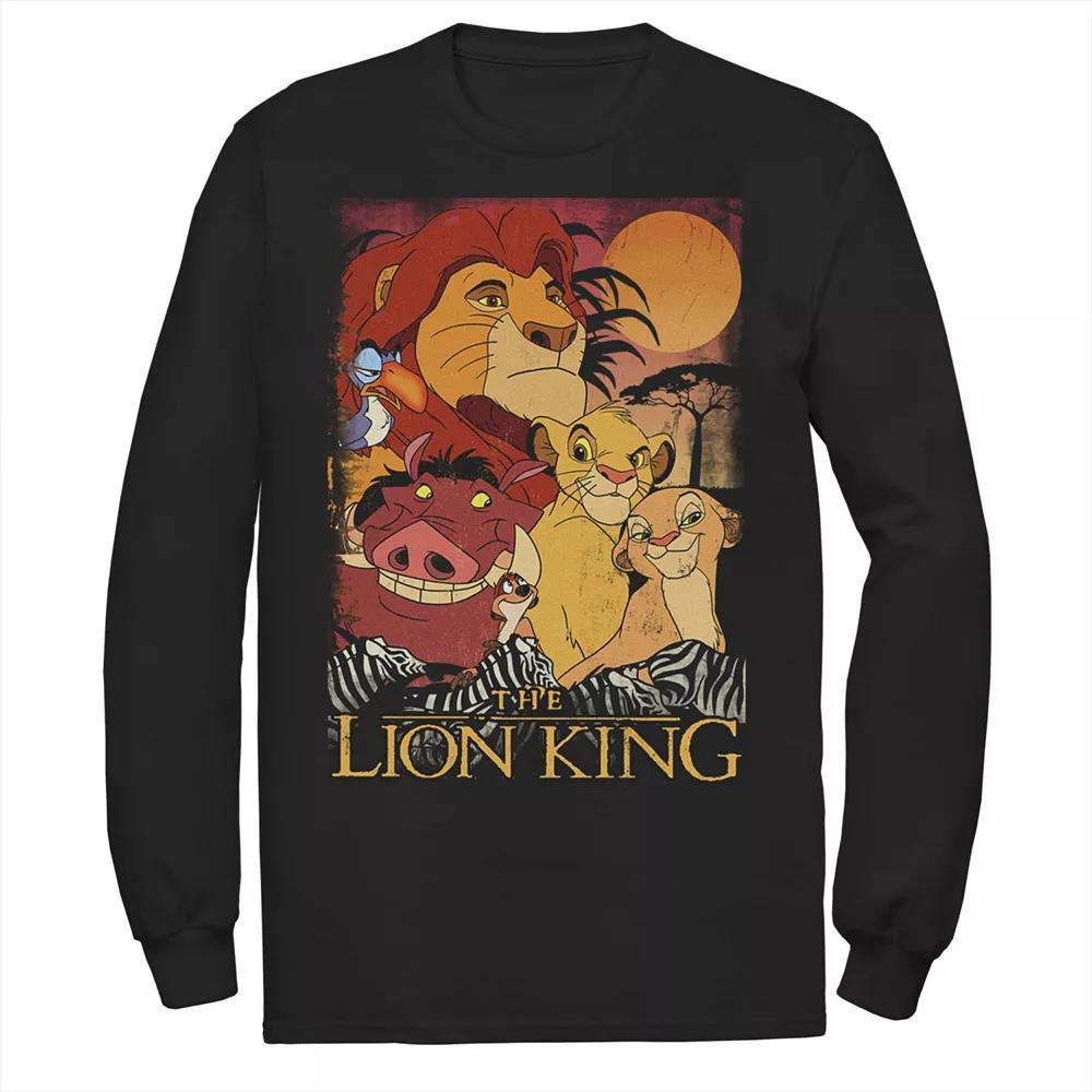 Disney's The Lion King Men's Happy Group Shot Sunset Vintage Poster Tee, Size: Medium, Black Product Image