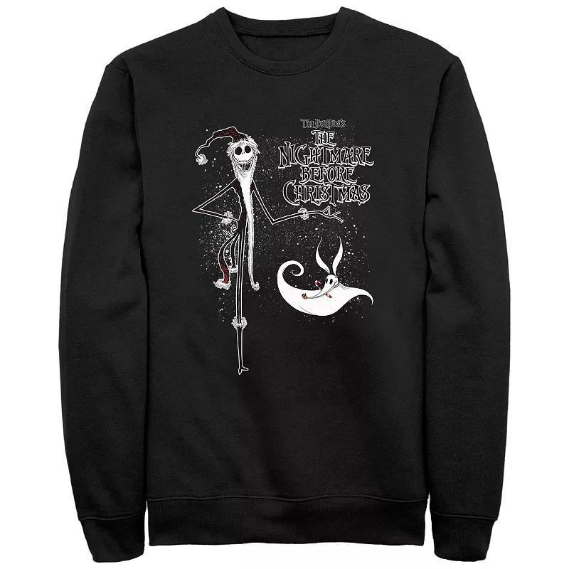 Men's Nightmare Before Christmas Snowy Santa Jack Skellington And Zero Sweatshirt, Size: XXL, Black Product Image