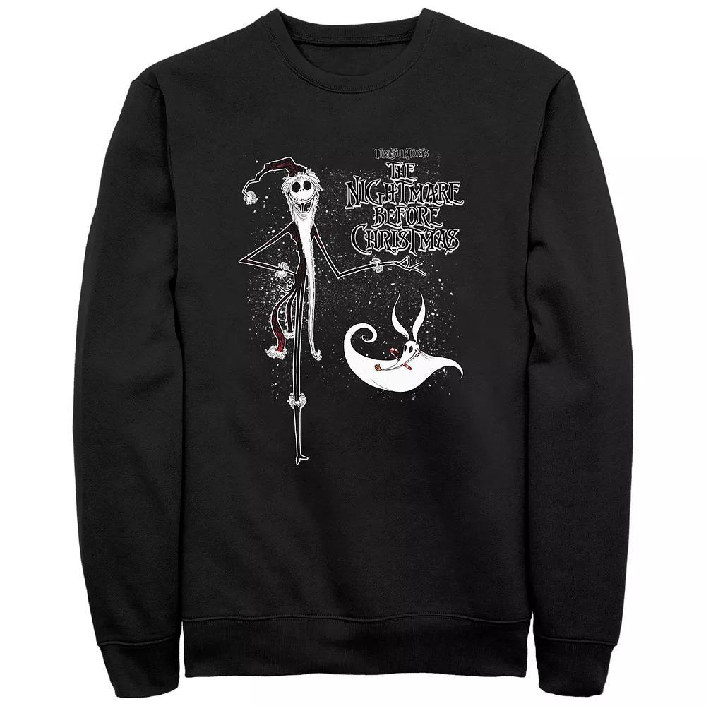 Men's Nightmare Before Christmas Snowy Santa Jack Skellington And Zero Sweatshirt, Size: XXL, Black Product Image