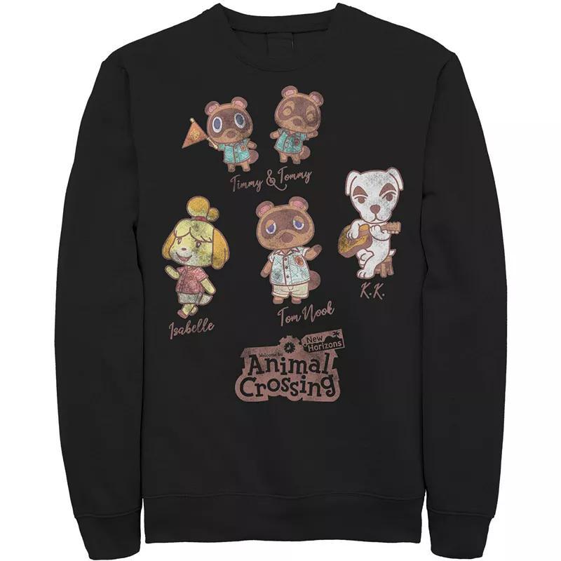 Men's Nintendo Character Textbook Group Shot Text Sweatshirt, Size: Large, Blue Product Image