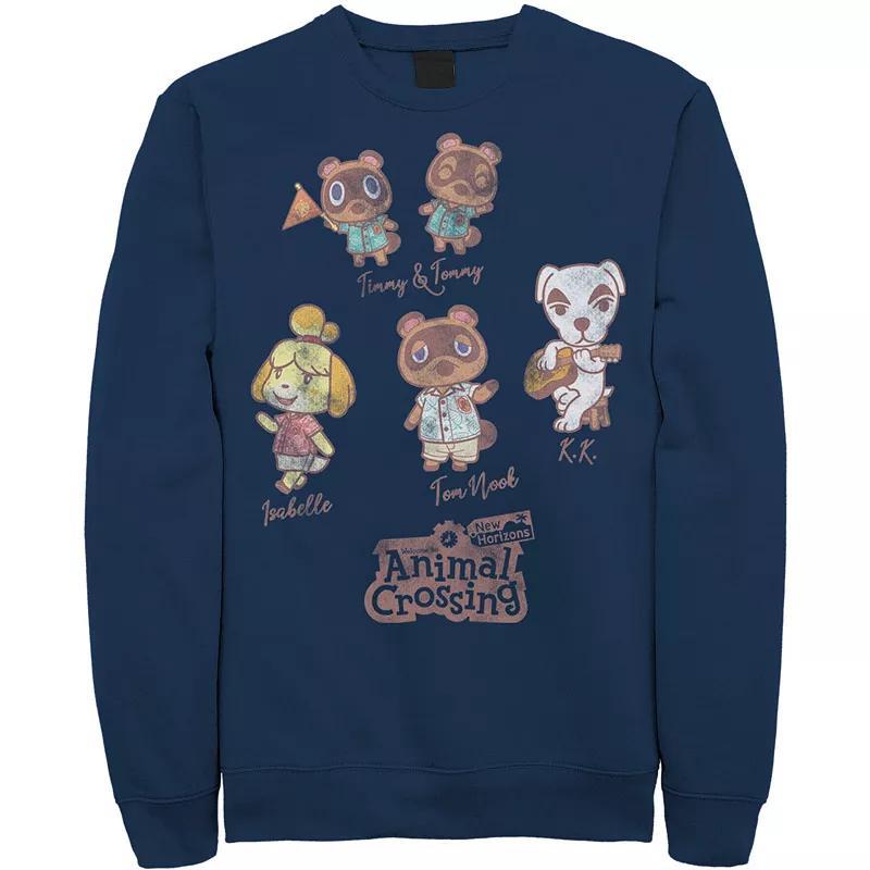 Men's Nintendo Character Textbook Group Shot Text Sweatshirt, Size: Large, Blue Product Image